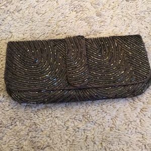 Chocolate beaded clutch